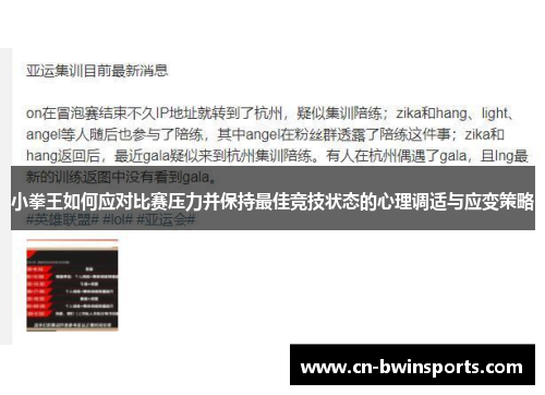 小拳王如何应对比赛压力并保持最佳竞技状态的心理调适与应变策略
